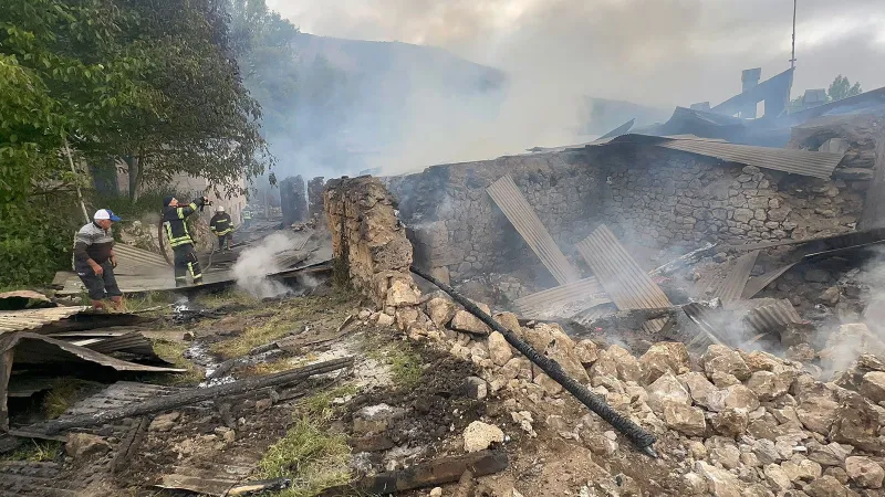 Erzurum'da Korkunç Yangın! Köyde Felaket: Evler, Ahırlar Kül Oldu!