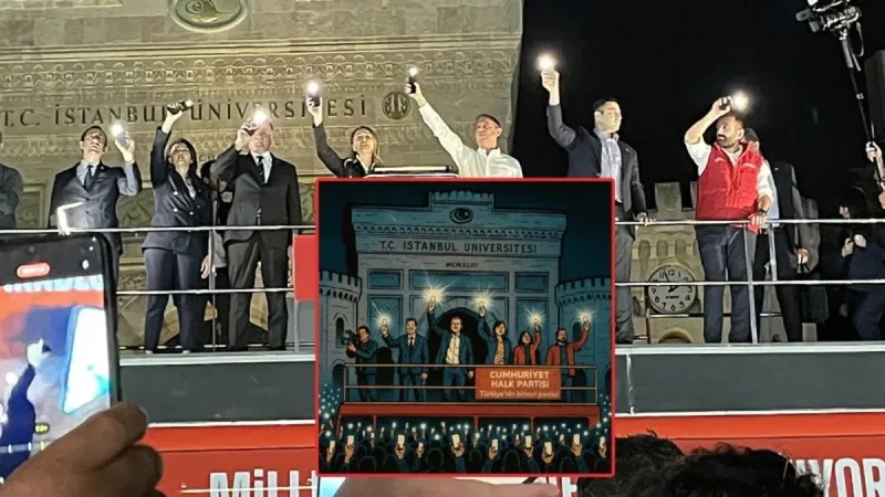 CHP'den Beyazıt'ta Ezan ve Filistin Bayrağı Provokasyonu!