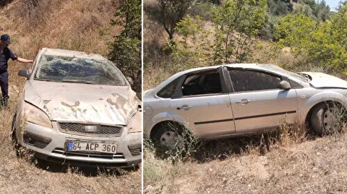 Uyuklayan sürücü eşinin ikazıyla panikleyip şarampole uçtu